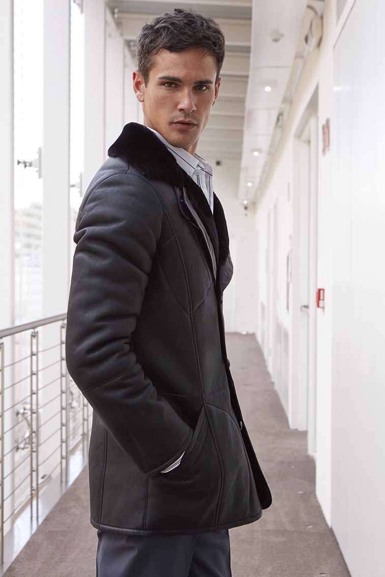 Black Sheepskin Coat Mens