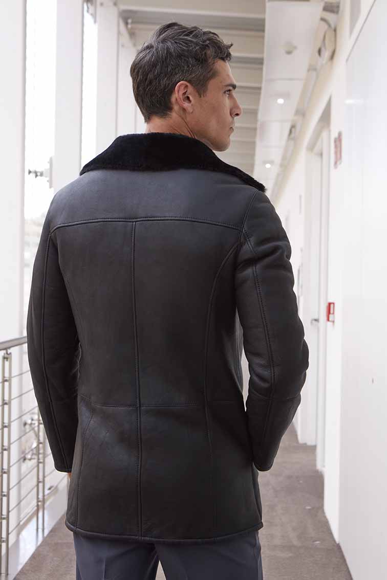 Black Sheepskin Coat Mens