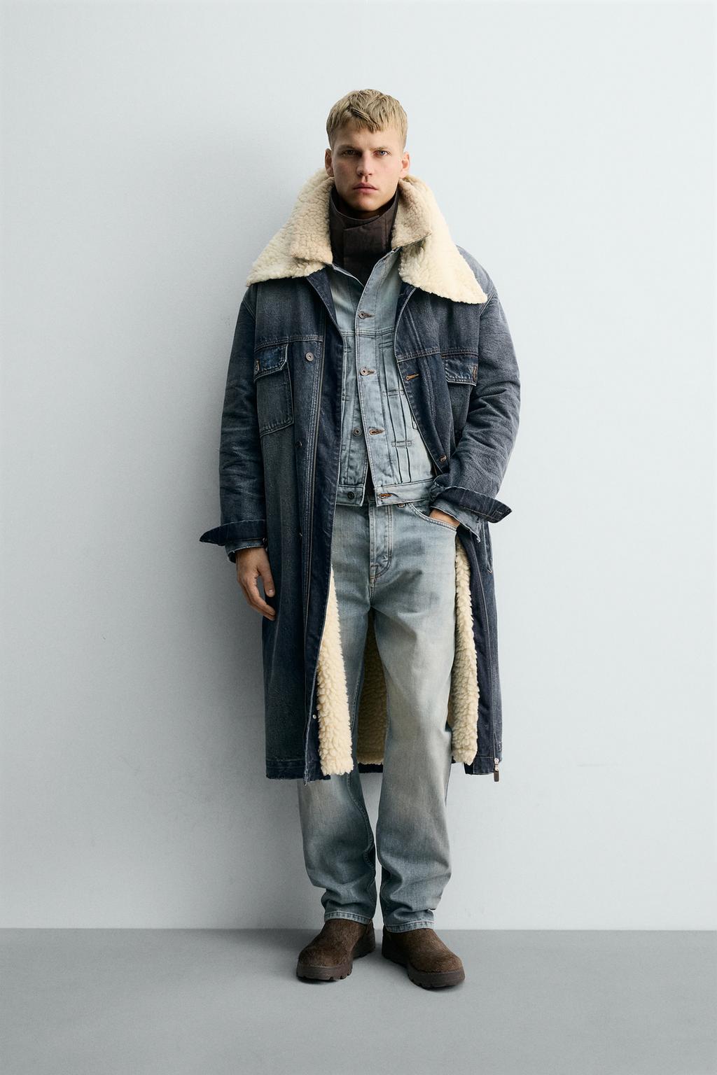 Denim Sheepskin Coat