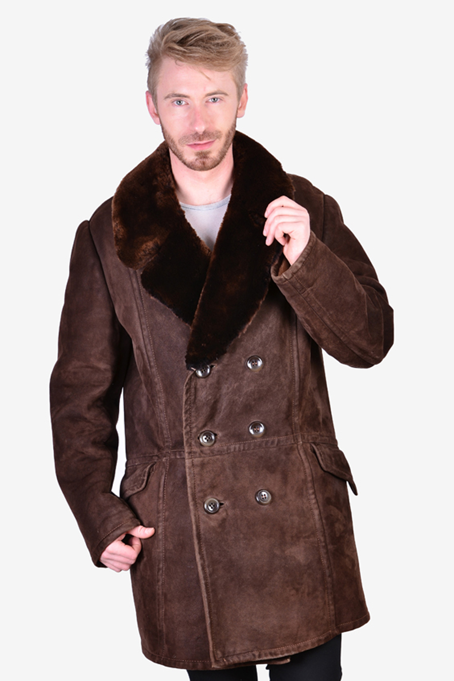 Faux Sheepskin Coat Mens