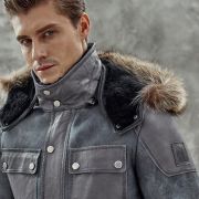 Mens Hooded Sheepskin Coat