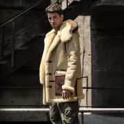 Mens Sheepskin Coat with Hood