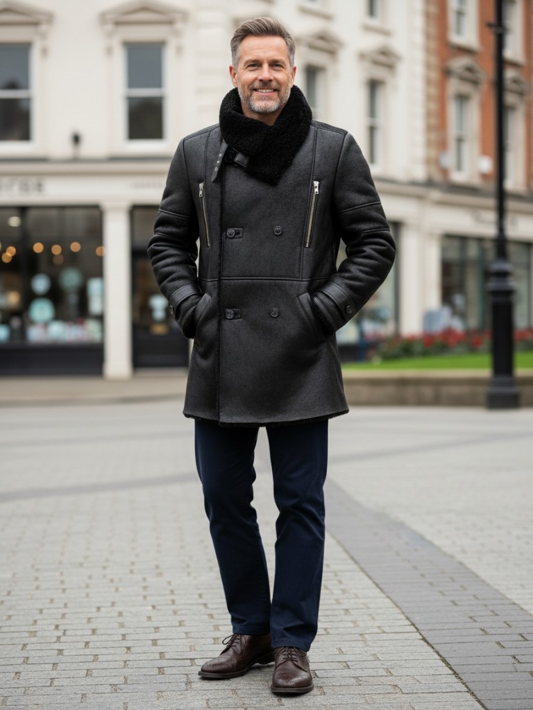 Shearling Leather Coats For Men