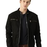 black leather shearling jacket