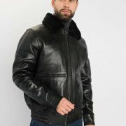 Back Bomber jacket leather sheepskin