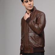 mens leather bomber jacket sheepskin