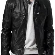 mens sheepskin leather bomber jacket