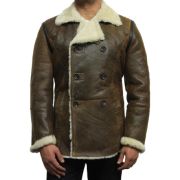 mens sheepskin pea coat