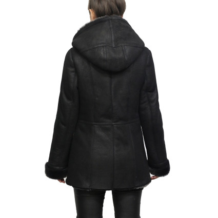 Black Sheepskin Coat Jacket