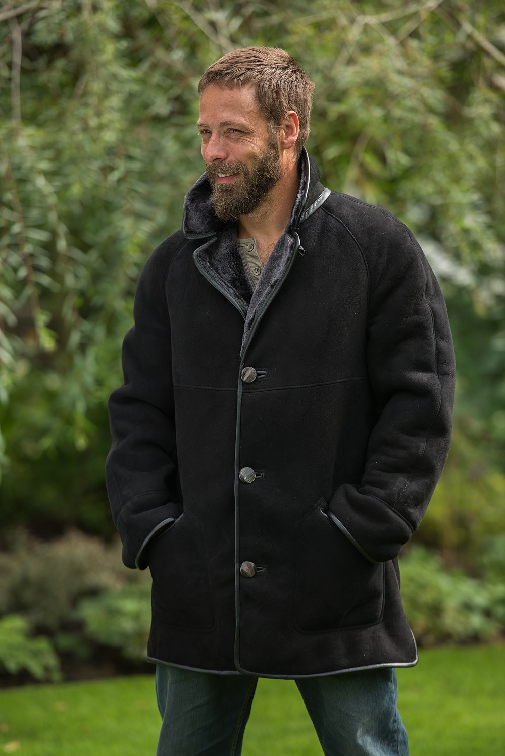 Black Sheepskin Coat Men