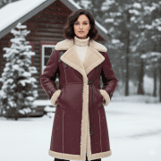 Burgundy Sheepskin Coat