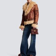 balmain sheepskin aviator jacket