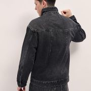 black denim sheepskin jacket