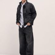 black denim sheepskin jacket