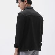 black sheepskin denim jacket