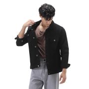 black sheepskin denim jacket