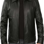 black sheepskin leather jacket
