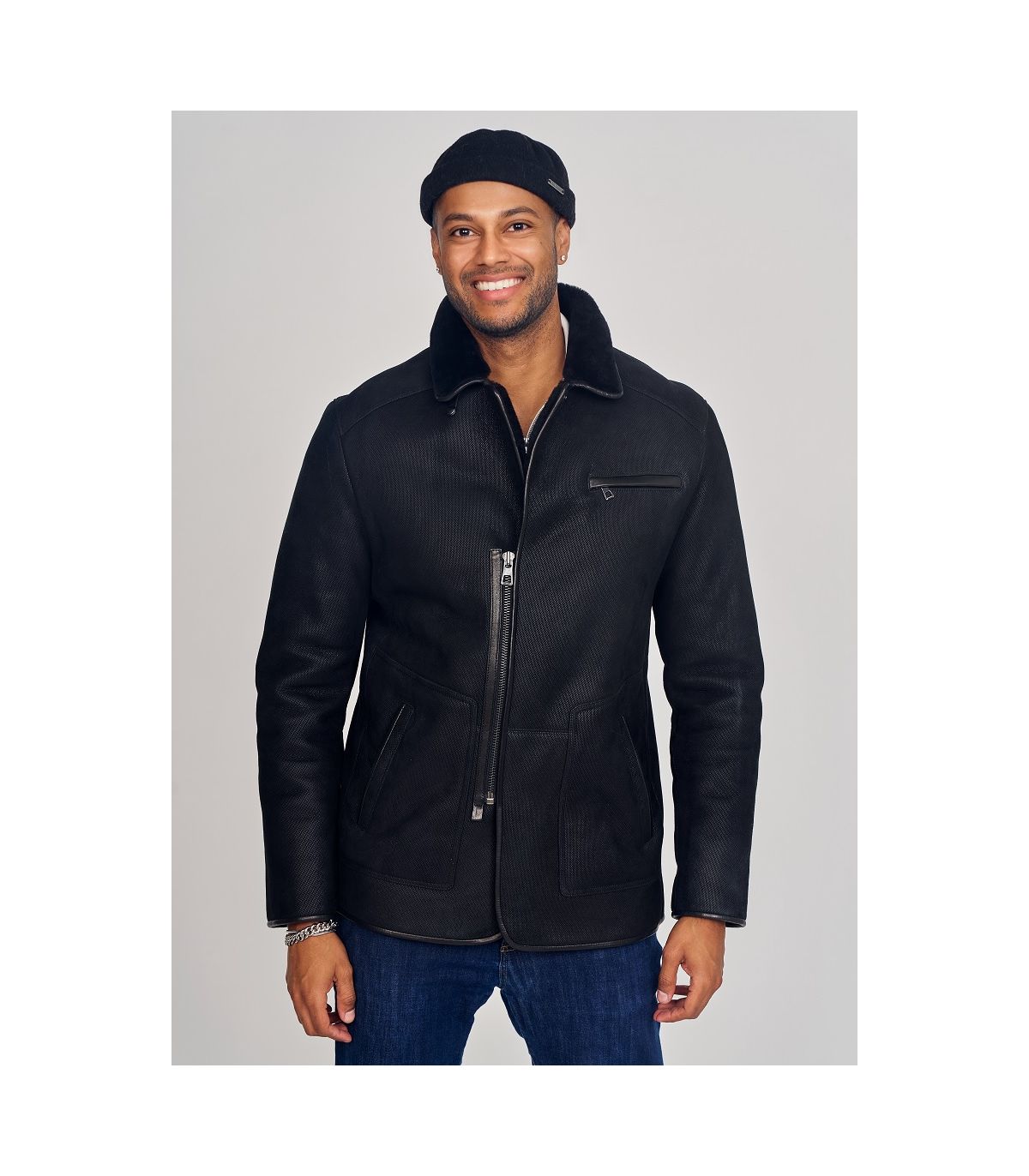 Black Suede Sheepskin Jacket