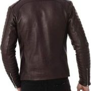brown sheepskin leather bomber jacket
