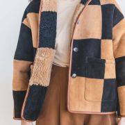 checked sheepskin jacket