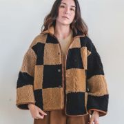 checked sheepskin jacket