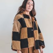checked sheepskin jacket