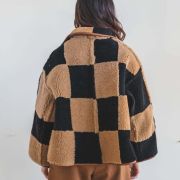 checked sheepskin jacket