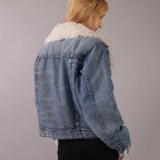 denim sheepskin jacket women's