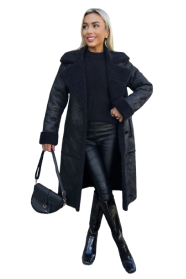 Black Faux Shearling Coat