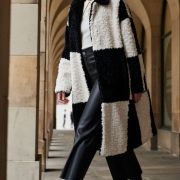 Checkered Sheepskin Coat