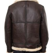 Classic B-3 Sheepskin Leather Bomber Jacket Brown