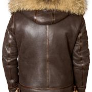 Classic Sheepskin B-3 Bomber Jacket With Detachable Hood