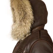 Classic Sheepskin B-3 Bomber Jacket With Detachable Hood