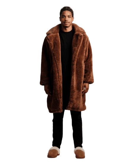 Faux Sheepskin Trench Coat Men