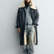 Denim Sheepskin Long Coat