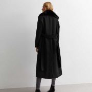 Faux Sheepskin Black Long Coat
