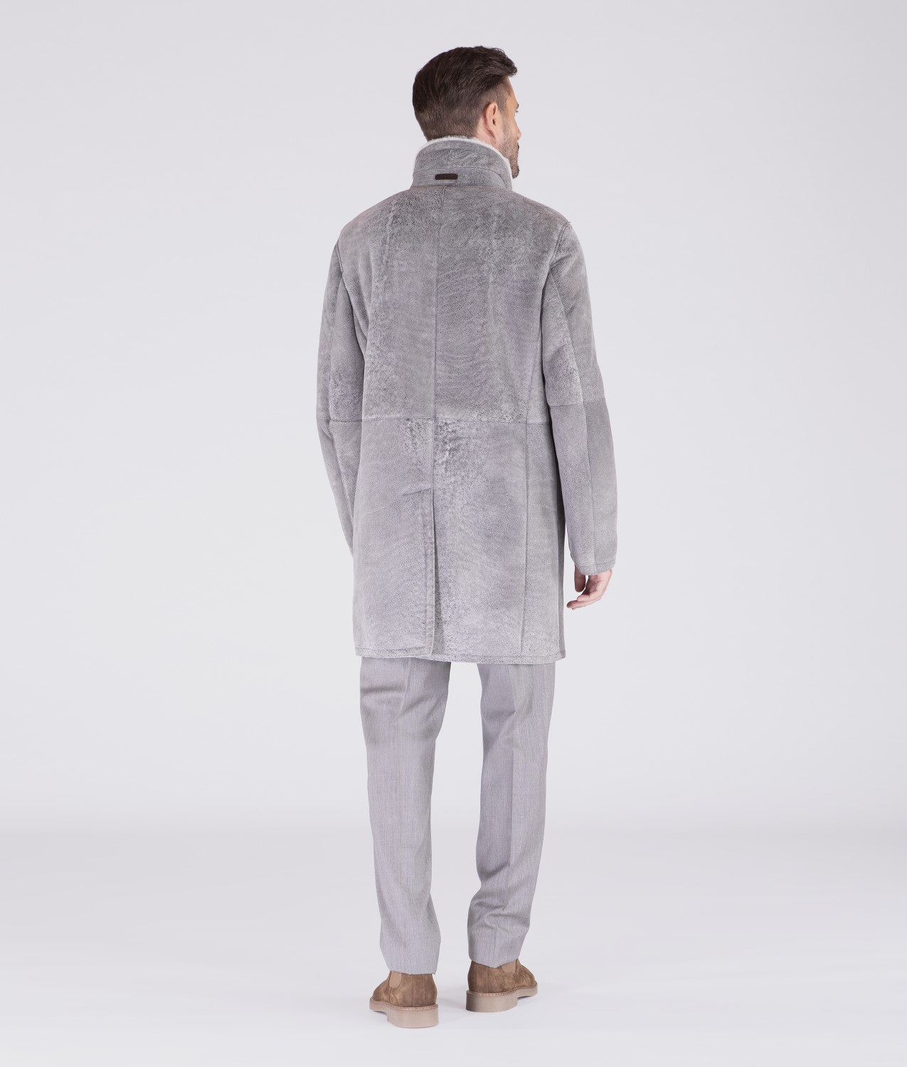 Grey Sheepskin Mans Coat