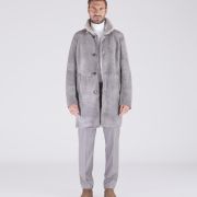 Grey Sheepskin Mans Coat