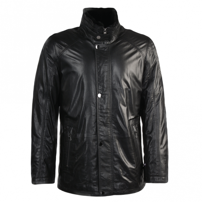 Black Leather Sheepskin Coat
