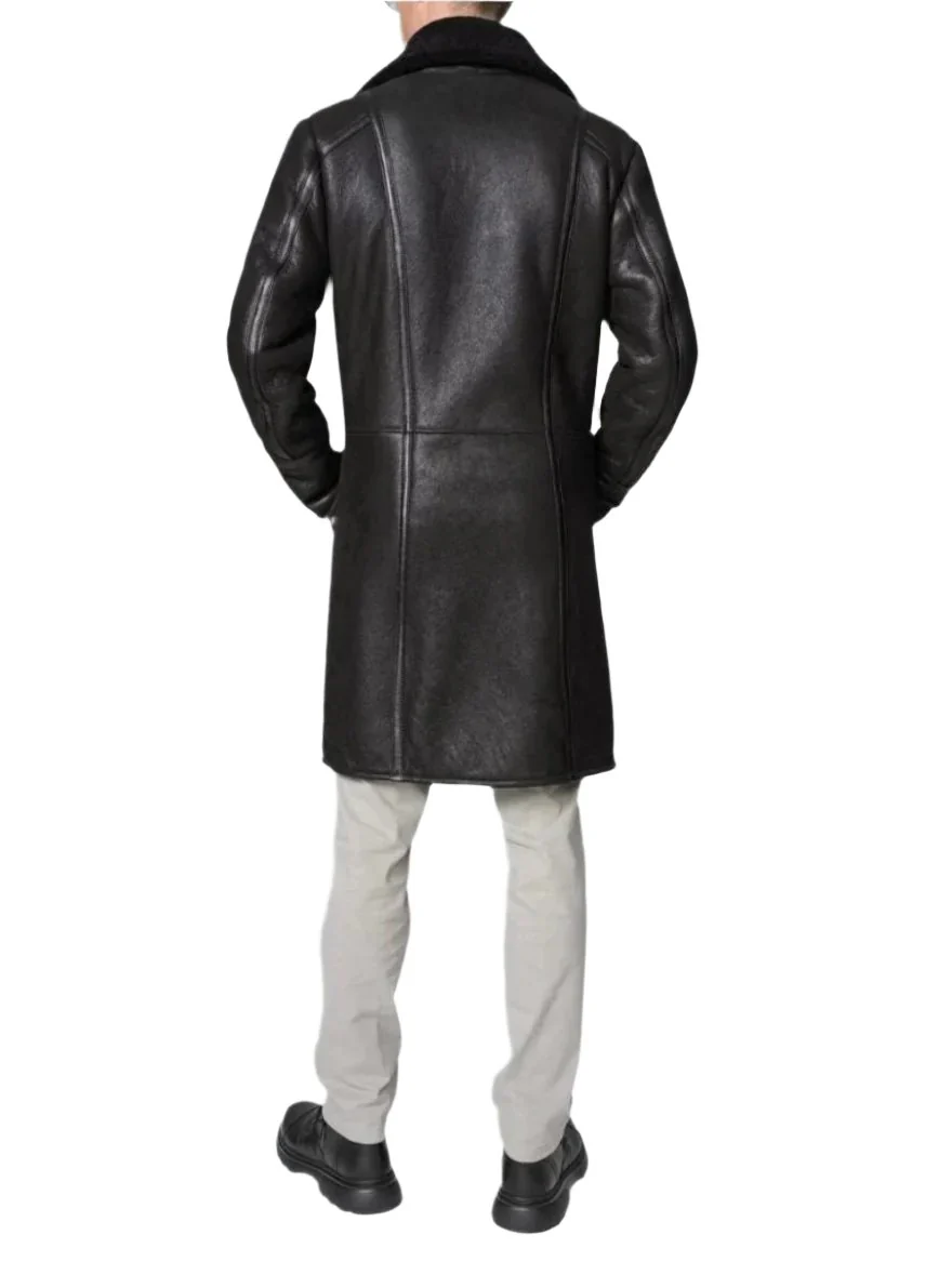Black Mens Sheepskin Coat  