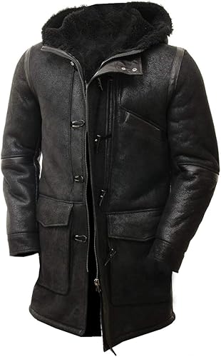 Black Mens Sheepskin Coat  
