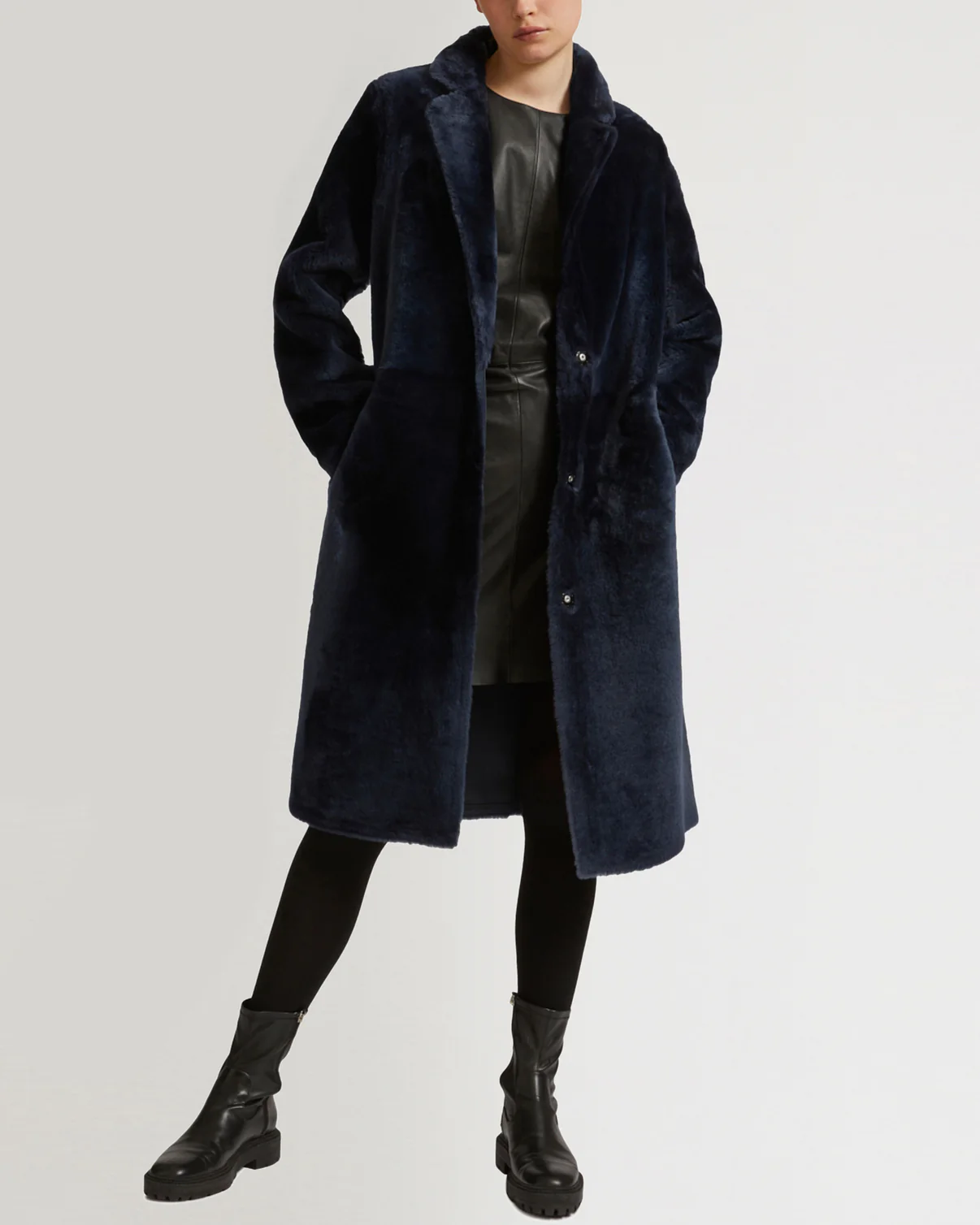 Black Sheepskin Coat Womens