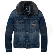 Denim Jacket With Sheepskin Collar