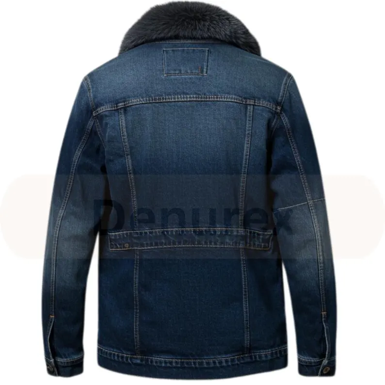 Denim Jacket With Sheepskin Collar