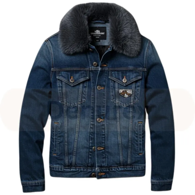 Denim Jacket With Sheepskin Collar