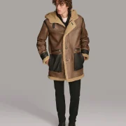 Faux Shearling Coat Brown