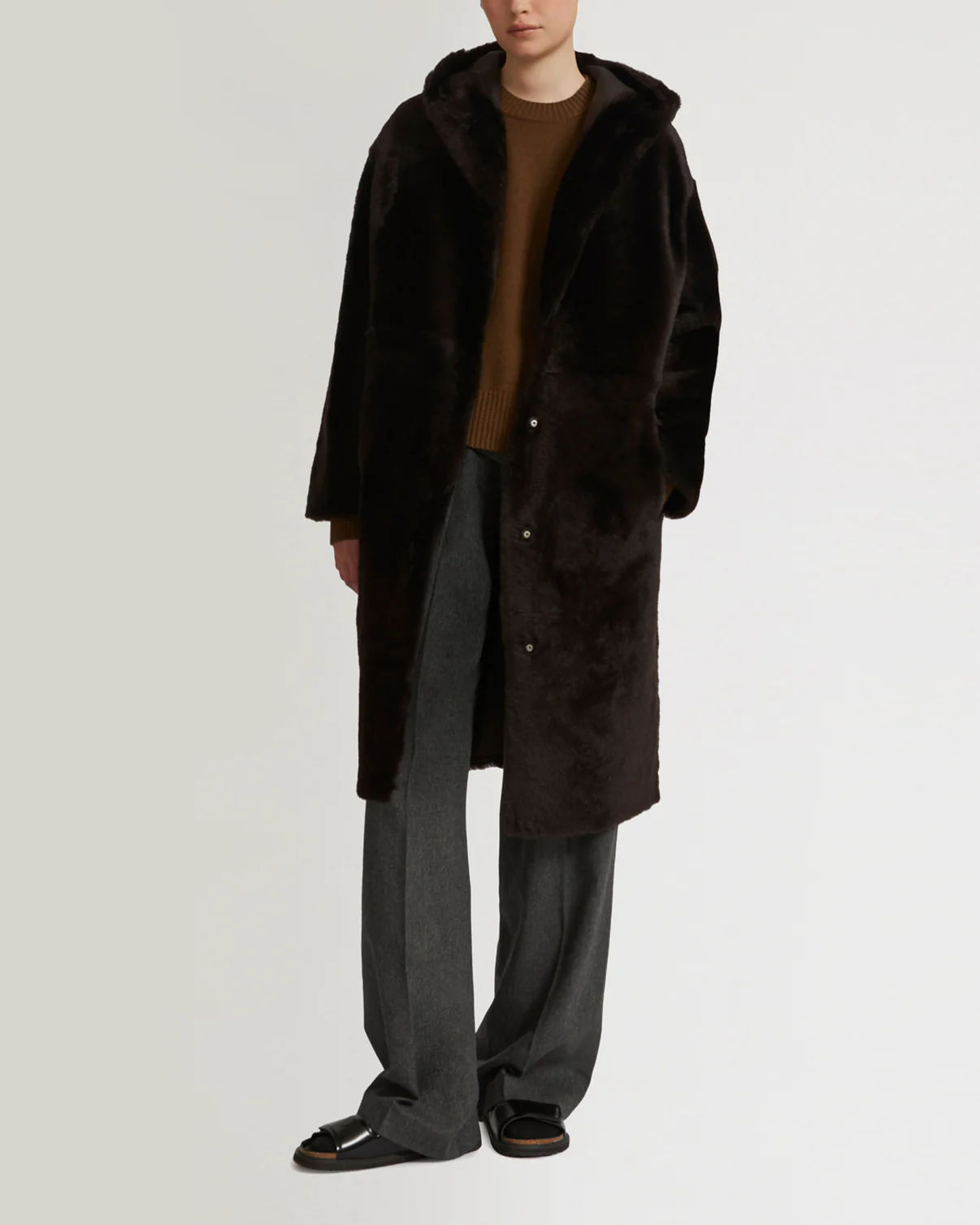 Hooded Sheepskin Coat