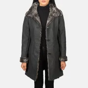 Ladies Black Shearling Coat