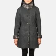 Ladies Black Shearling Coat