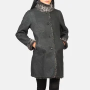 Ladies Black Shearling Coat